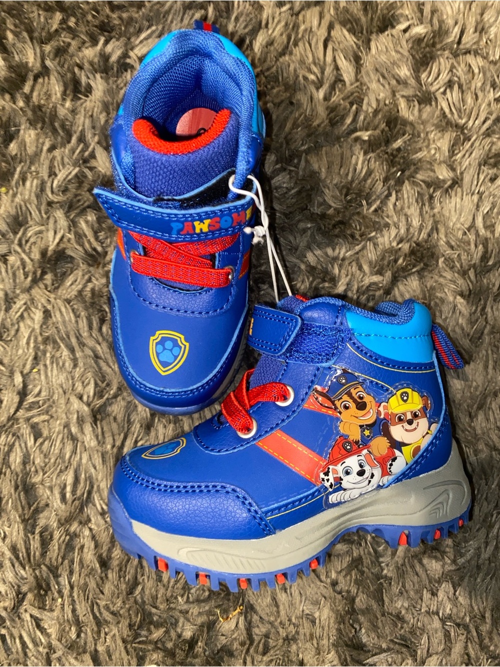 Paw Patrol Blue Kids Light-Up Boots with Red Accents